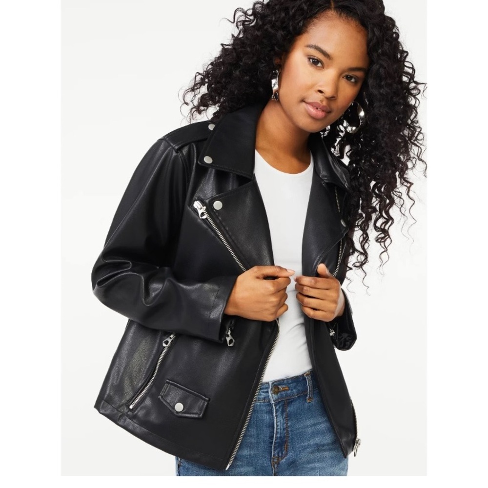 Classic Black Leather Jacket for Women SIZE XL